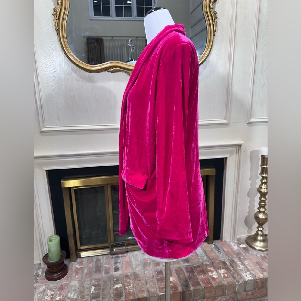 Endless Rose Pink Velvet Blazer Jacket Women’s M Soft Stretch Shawl Collar - Picture 3 of 12